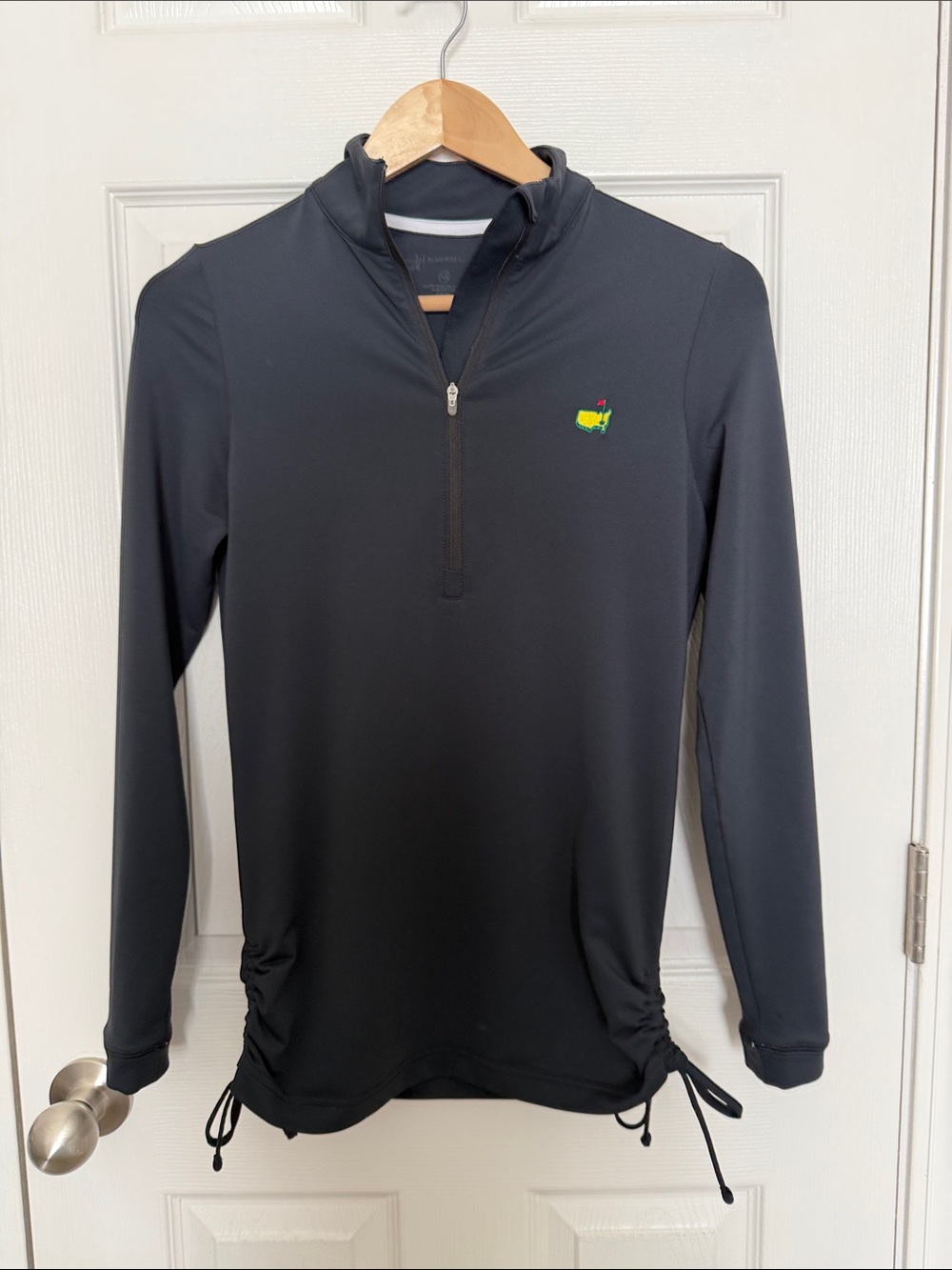 NWOT Masters Black Quarter-Zip Pullover with Green and Yellow Logo |Size XS